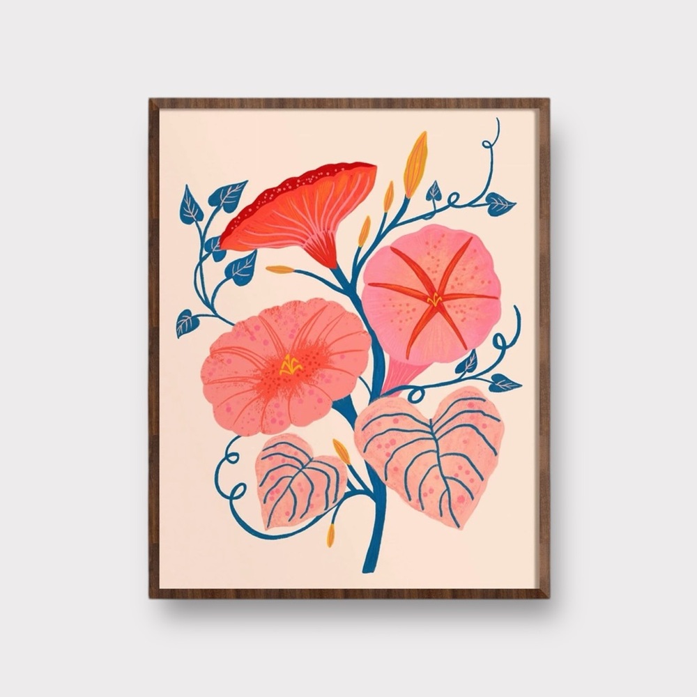 🌺 Dream Folk Morning Glories Unframed Art Print ~ 8x10”